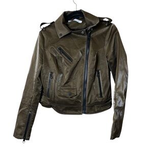 Blanc Noir Women's Faux Leather Moto Jacket Sz M